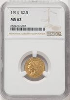 1914 $2.50 Indian Quarter Eagle NGC MS62 (767964008)