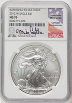 2012-W S$1 Silver Eagle Burnished Mike Castle NGC MS70 (744603021)