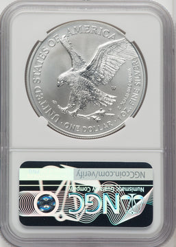 2021-W S$1 Silver Eagle Type Two Burnished Kenneth Bressett Red Book NGC MS70