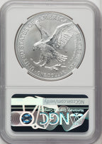 2021-W S$1 Silver Eagle Type Two Burnished Kenneth Bressett Red Book NGC MS70