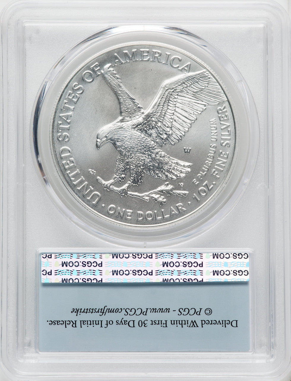 2023-W S$1 Silver Eagle Burnished First Strike FS Flag PCGS SP70