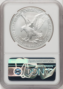 2023-W S$1 Silver Eagle Burnished First Strike ER Blue NGC MS70