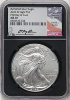 2022-W Silver Eagle Burnished FDI NGC MS70 David Ryder