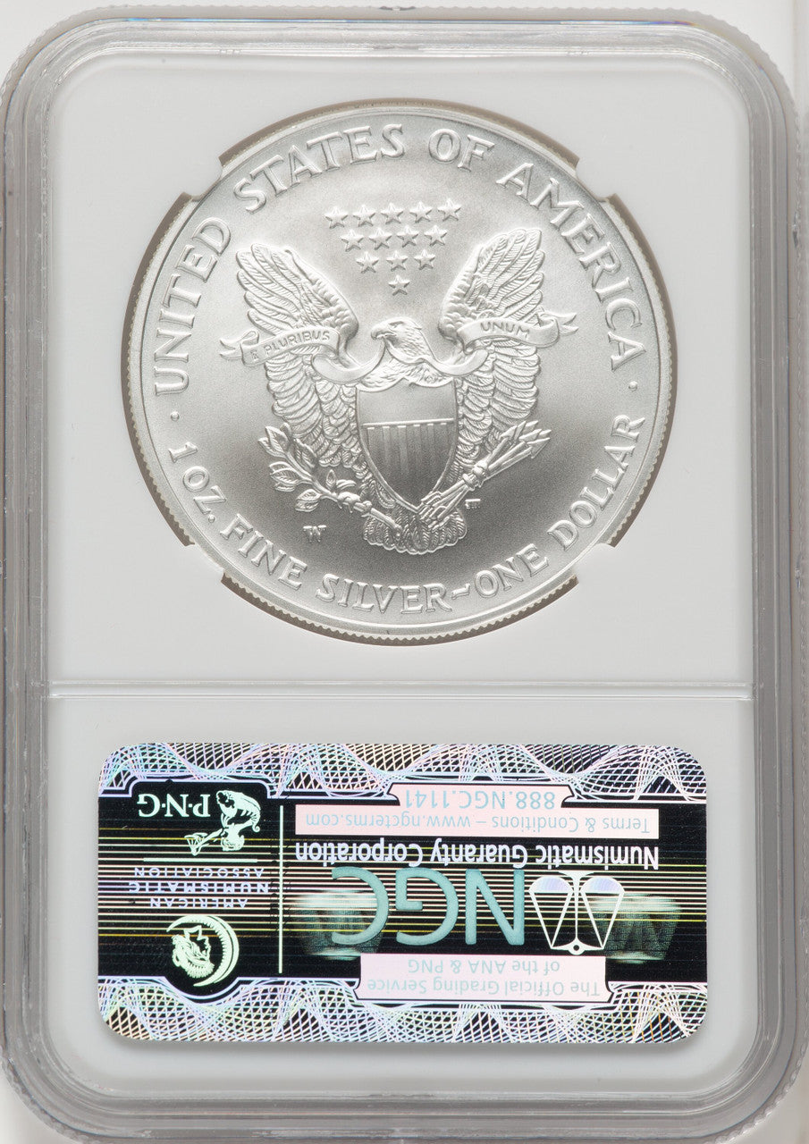 2007-W S$1 Silver Eagle Burnished Brown Label NGC MS70
