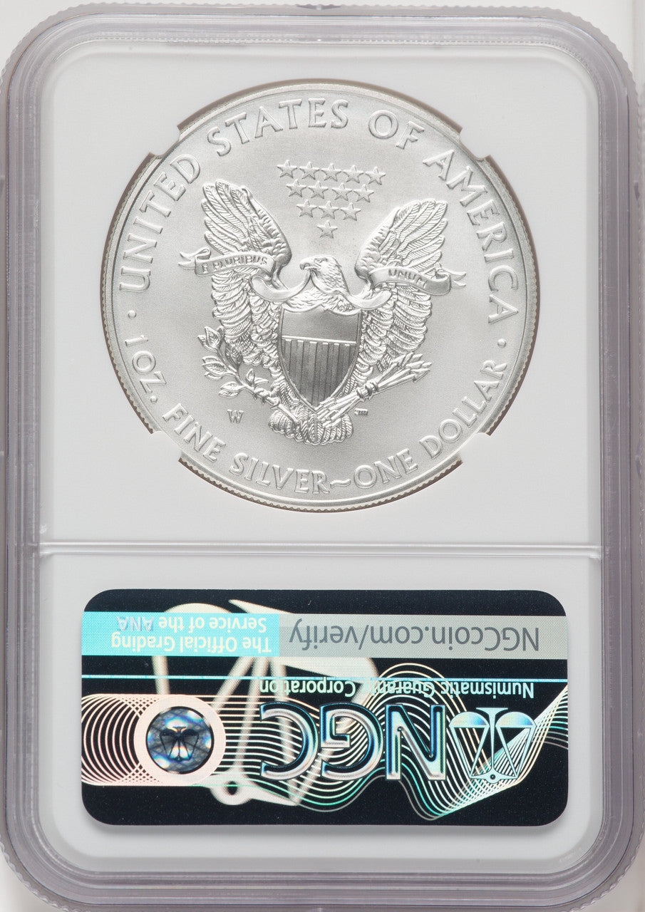 2008-W S$1 Silver Eagle Burnished First Strike Mike Castle NGC MS70
