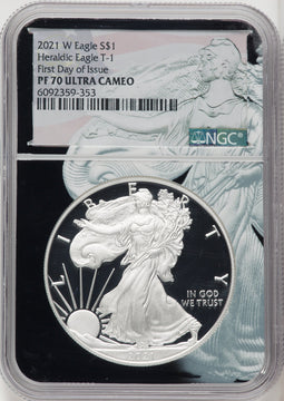 2021-W Silver Eagle T1 First Day of Issue NGC PF70