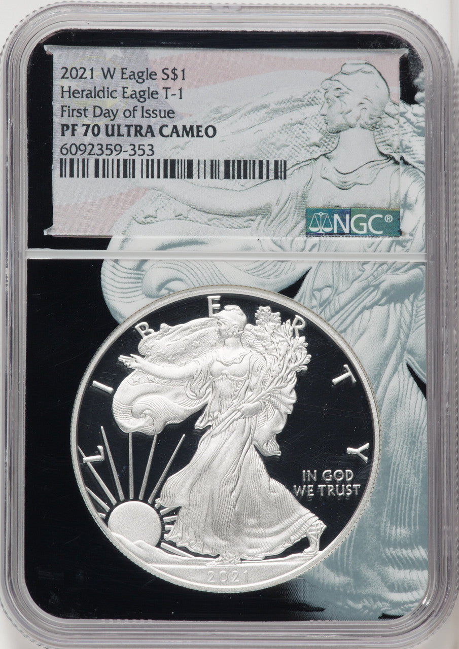 2021-W Silver Eagle T1 First Day of Issue NGC PF70
