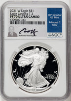 2021-W S$1 Silver Eagle Type Two PRDC NGC PF70