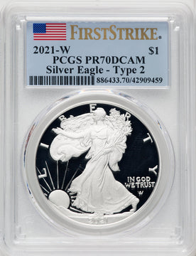 2021-W S$1 Silver Eagle Type Two First Strike PRDC PCGS PR70