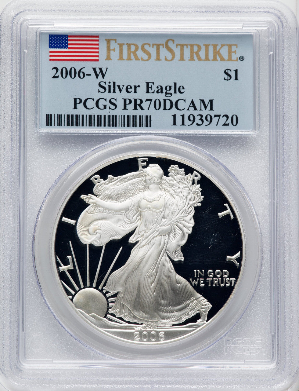 2006-W S$1 Silver Eagle First Strike FS Flag PCGS PR70