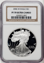 2006-W S$1 Silver Eagle Brown Label NGC PF70