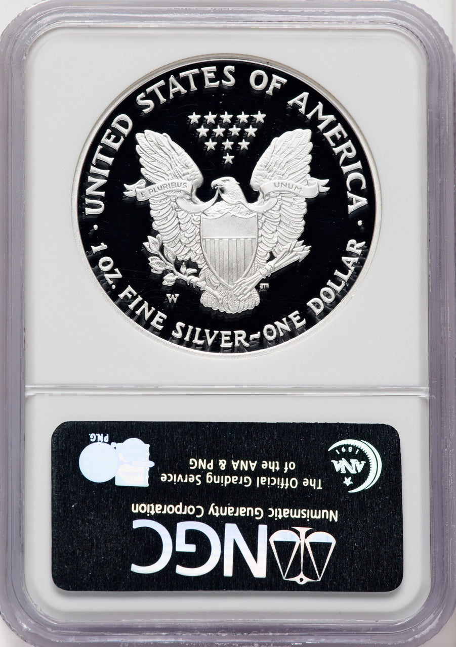 2007-W S$1 Silver Eagle First Strike ER Blue NGC PF70