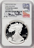 2010-W S$1 Silver Eagle First Strike Mike Castle NGC PF70