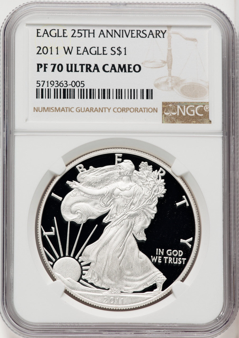 2011-W S$1 Silver Eagle Brown Label NGC PF70