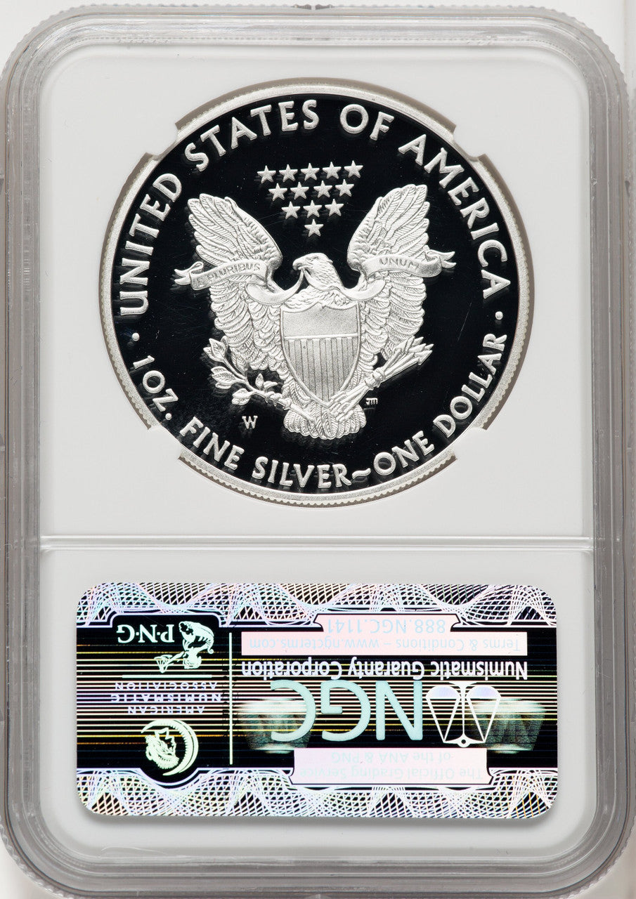2012-W S$1 Silver Eagle First Strike ER Blue NGC PF70