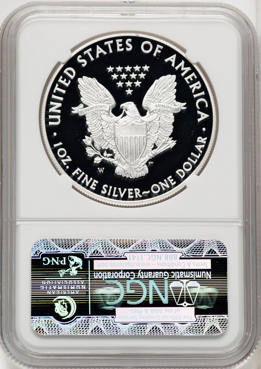 2014-W S$1 Silver Eagle First Strike ER Blue NGC PF70