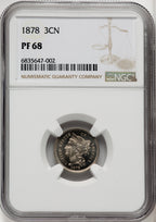 1878 3CN Proof Three Cent Nickel NGC PR68
