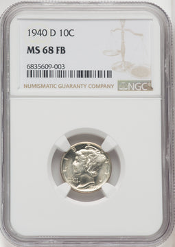 1940-D 10C FB Mercury Dime NGC MS68 (767542004)
