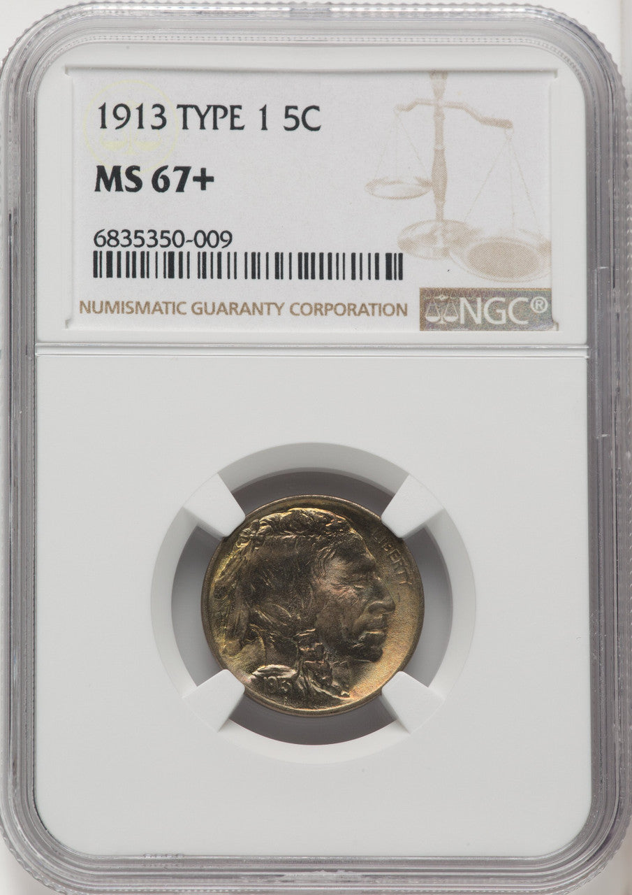 1913 Type One 5C Buffalo Nickel NGC MS67+
