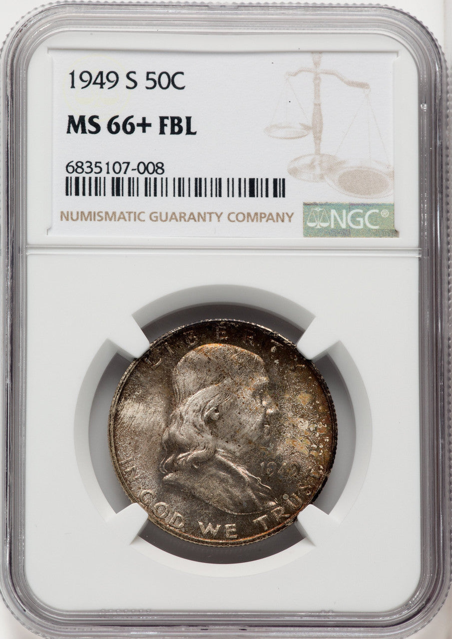 1949-S 50C FL Franklin Half Dollar NGC MS66+