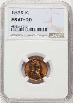 1939-S 1C RD Lincoln Cent NGC MS67+