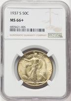 1937-S 50C Walking Liberty Half Dollar NGC MS66+