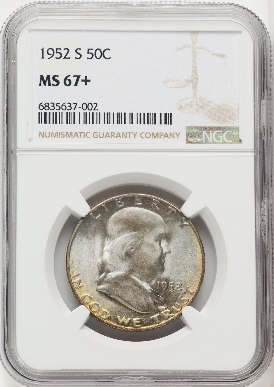 1952-S 50C Franklin Half Dollar NGC MS67+