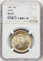 1936 50C Texas Commemorative Silver NGC MS67+