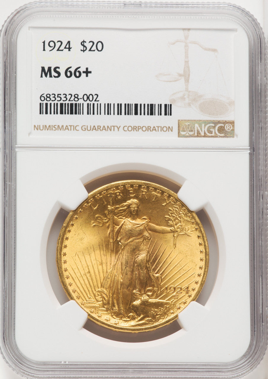 1924 $20 Saint Saint-Gaudens Double Eagle NGC MS66+ (766556016)