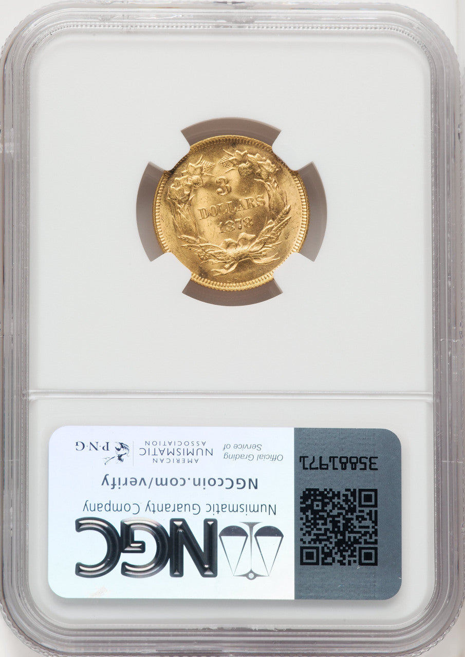 1878 $3 Three Dollar Gold Pieces NGC MS64 (766863012)