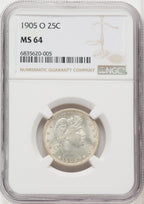 1905-O 25C Barber Quarter NGC MS64