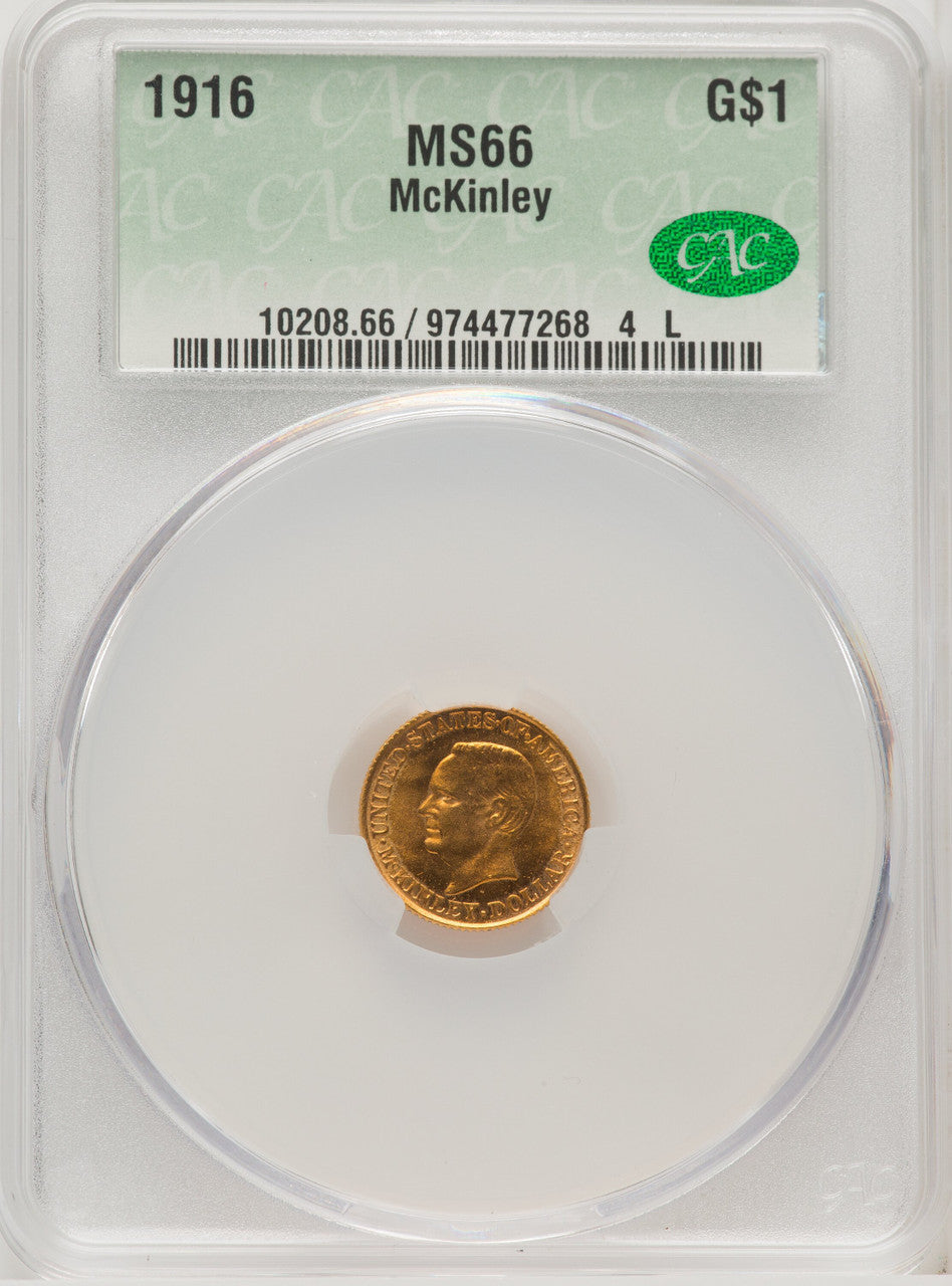 1916 G$1 McKinley Commemorative Gold CACG MS66