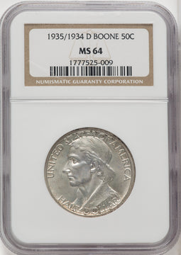 1935/34-D 50C Boone Commemorative Silver NGC MS64