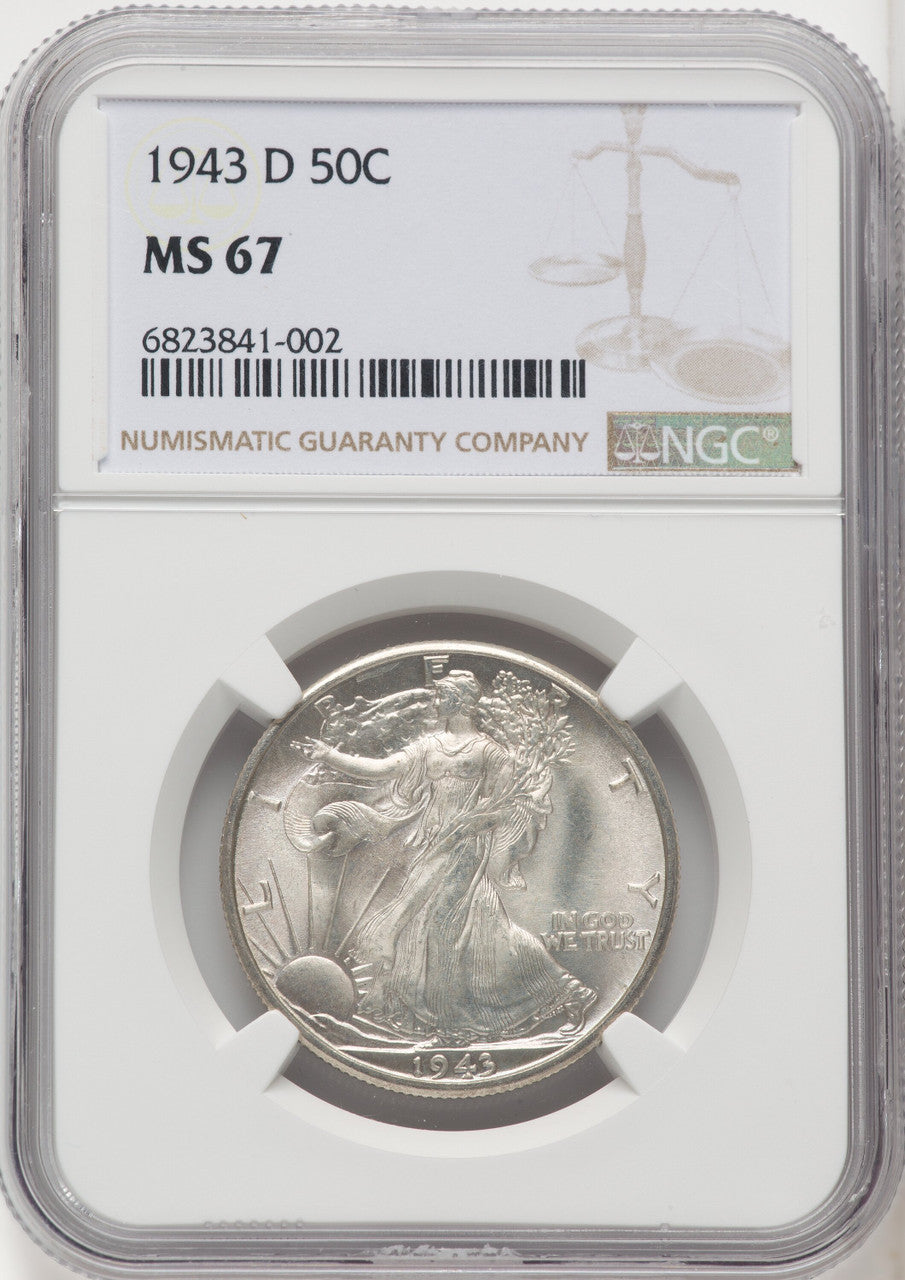 1943-D 50C Walking Liberty Half Dollar NGC MS67 (767895003)