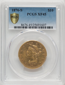 1876-S $10 Blue Gradient Liberty Eagle PCGS XF45