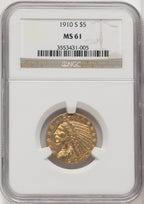 1910-S $5 Indian Half Eagle NGC MS61