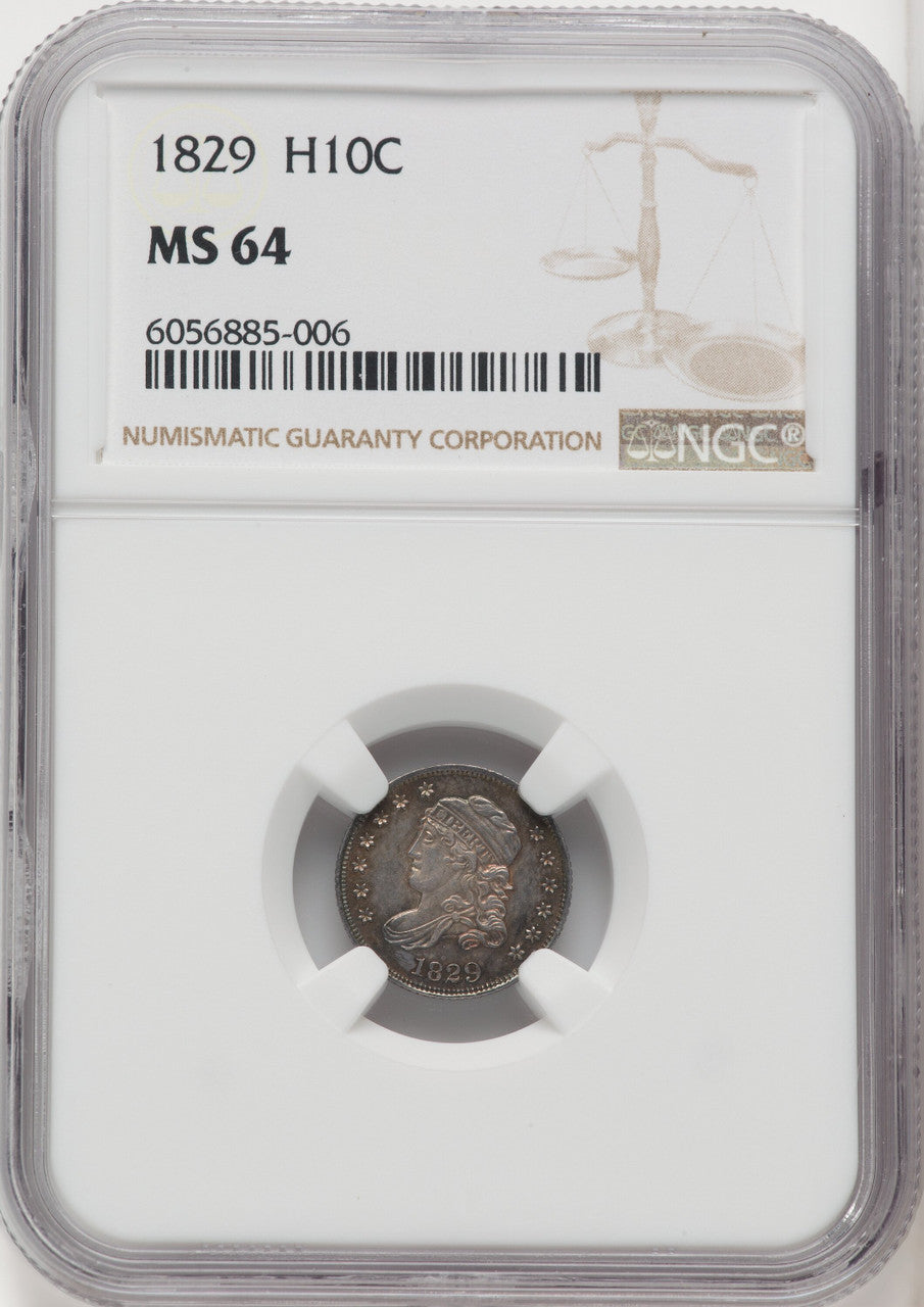 1829 H10C Bust Half Dime NGC MS64