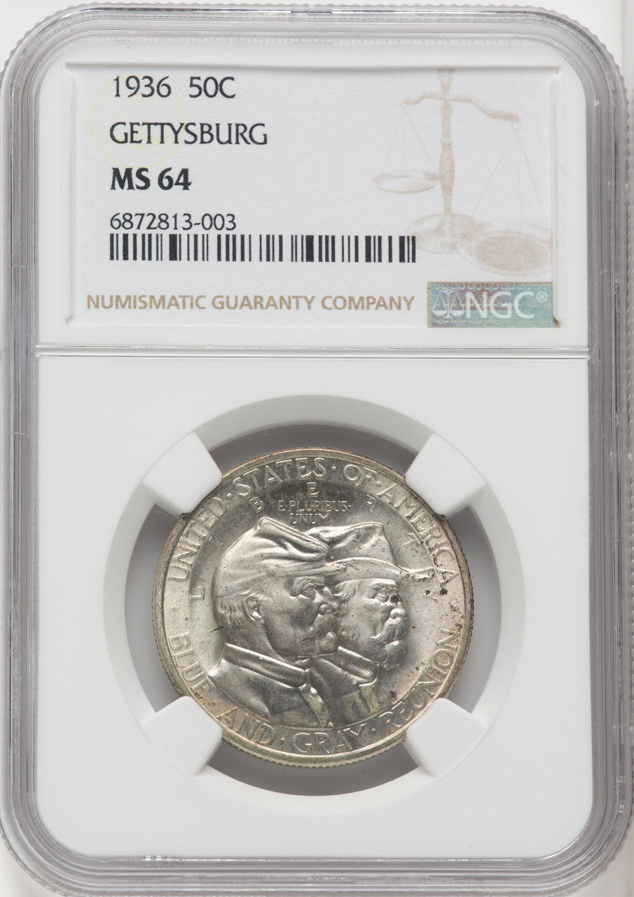 1936 50C Gettysburg Commemorative Silver NGC MS64