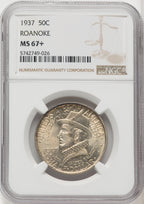 1937 50C Roanoke Commemorative Silver NGC MS67+