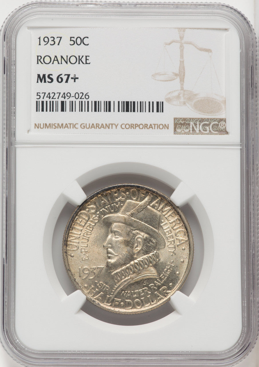 1937 50C Roanoke Commemorative Silver NGC MS67+