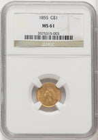 1855 G$1 Type Two Gold Dollar NGC MS61 (767901045)