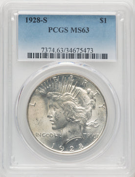 1928-S Peace Dollar PCGS MS63
