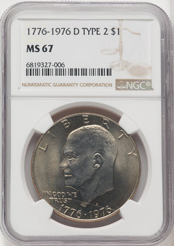 1976-D $1 Type Two Eisenhower Dollar NGC MS67 (767895029)