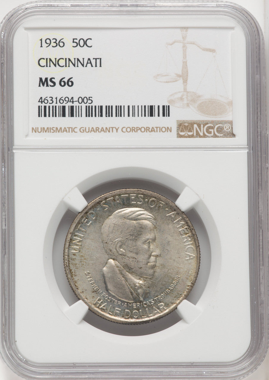 1936 50C Cincinnati Commemorative Silver NGC MS66