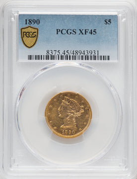 1890 $5 Liberty Half Eagle PCGS XF45
