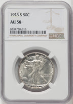 1923-S 50C Walking Liberty Half Dollar NGC AU58