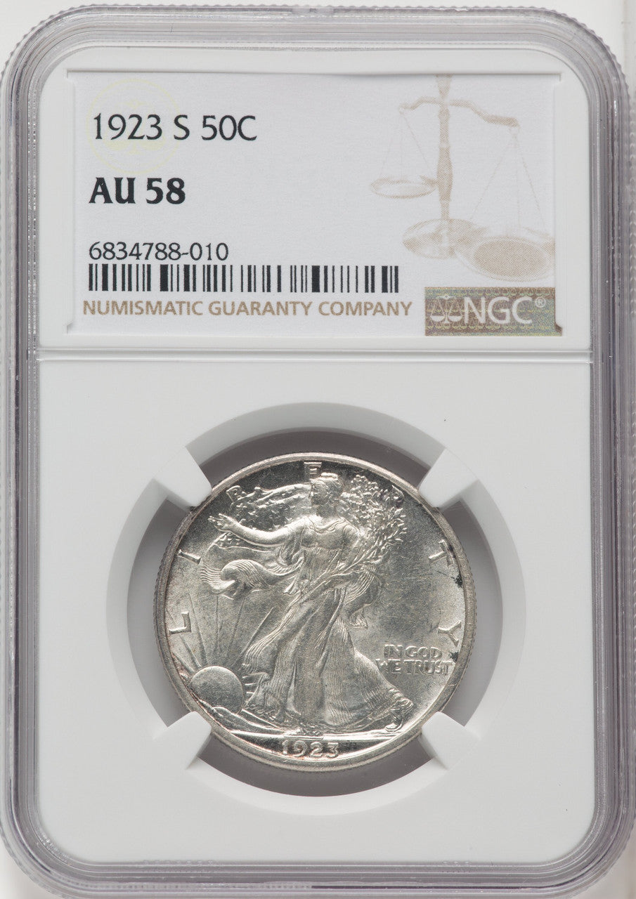 1923-S 50C Walking Liberty Half Dollar NGC AU58