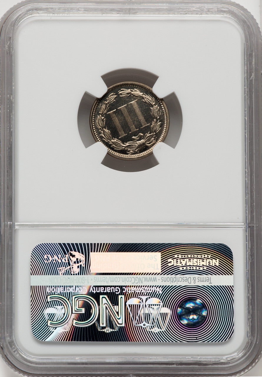 1873 3CN Closed 3 Proof Three Cent Nickel NGC PR66