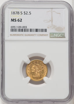 1878-S $2.50 Liberty Quarter Eagle NGC MS62