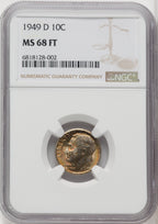 1949-D 10C FB Roosevelt Dime NGC MS68 (767843002)